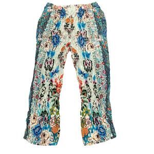 Shana Viscose Silk Pants Size Large Floral Baggy Relaxed‎ Colorful Bohemian
